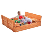 Puidust liivakast 52x47x17 cm kokkupandavate istmete ja voodriga lastele