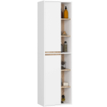Riputatav vannitoakapp AKORD VAMI W50 2D 6P, 2 ust ja 10 riiulit, valge/pruun, 50 &times; 170 &times; 30 cm