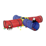 Suur laste m&auml;ngutunnel 4 toruga 45x250x250cm, punane/sinine/kollane