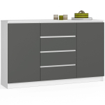 Kummut AkordV2 K160, 2 ust ja 4 sahtlit, valge ja hall, 160 &times; 99 &times; 40 cm