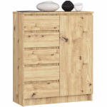Kummut K80, 1 uks ja 5 sahtlit, Tamm, 80 &times; 97 &times; 35 cm