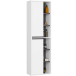 Rippuv vannitoakapp VAMI W50, 2 ust, 10 riiulit, valge/hall, 50 &times; 170 &times; 30 cm