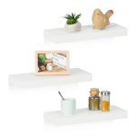 Riputatavad seinariiulid Relaxdays 10044738.0, 3 tk, Valged, 38 &times; 3,5 &times; 15 cm