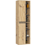 Rippuv vannitoakapp VAMI W50, 2 ust, 10 riiulit, tamme/hall, 50 &times; 170 &times; 30 cm