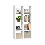 Raamaturiiul VASAGLE LBC408WB01, 10 sektsiooni, 98 &times; 130,2 &times; 30 cm