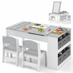 Laste joonistuslaud molbertiga, 2 tooliga, Hall, 109 &times; 55 &times; 60 cm