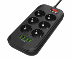 Pikendusjuhe ColorWay CW-CHE64B, 6 pesa, 4 USB