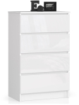 Kummut K60, 4 sahtlit, Valge, 60 &times; 99 &times; 40 cm