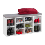 Esikupink Relaxdays 10032209.0, 10 sektsiooni, Valge/hall, 104 &times; 52,5 &times; 30 cm