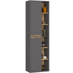 Riputatav vannitoakapp AKORD VAMI W50 2D 6P, 2 ust, 10 riiulit, hall/pruun, 50 &times; 170 &times; 30 cm