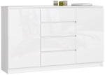Kummut K160, 2 ust ja 4 sahtlit, valge, 160 &times; 99 &times; 40 cm