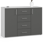 Kummut K45 AkordV2, 4 sahtlit, valge/hall, 110 &times; 80 &times; 35 cm