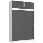 Liugustega riidekapp CLP MONO, 4 ust, 8 riiulit, pealisehitis, valge/halli, 150 &times; 245 &times; 60 cm