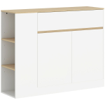 Puhvetkapp, 1 sahtel ja 3 riiulit, Valge/tamm, 106 &times; 81,2 &times; 30 cm