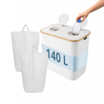 Pudelite sorteerimiskonteiner Relaxdays, 2 sektsiooni, 140 l, Valge, 57 &times; 68,5 &times; 37 cm