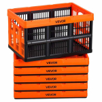Plastist hoiukastid VEVOR, 6 tk, 45 l, oranžid ja mustad, 525 &times; 355 &times; 295 mm