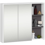 Riputatav vannitoakapp AKORD VAMI W90, peegliga, valge/hall, 90 &times; 75 &times; 15 cm