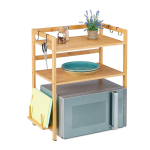 Mikrolaineahjuriiul Relaxdays, 3 riiulit ja 4 konksu, pruun/must, 61 &times; 67 &times; 35 cm