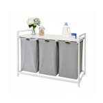 Pesukast Relaxdays, 3 kotti, Valge/hall, 109,5 &times; 73,5 &times; 33 cm