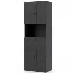 Vannitoakapp, 4 ust, 1 sahtel, avatud sektsioon, Must, 60 &times; 35 &times; 171,5 cm