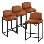Baaritoolide komplekt 4 tk, 68 cm, pruun kunstnahk, metallist jalad