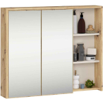Seinale paigaldatav vannitoakapp peegliga VAMI W90, 2 p&ouml;&ouml;ratavat ust, pruunibeež, 90 &times; 75 &times; 15 cm