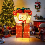 3D-h&uuml;ppav lumememmekujundus kingikarbis, 100 LED-valgustit, Mitmev&auml;rviline, 48 &times; 48 &times; 115 cm