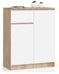 Kummut AKORD K80 2D 1SZ, 2 ust ja 1 sahtel, valge/tammepuidu v&auml;rvi, 80 &times; 99 &times; 40 cm