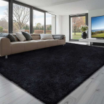 Pl&uuml;&uuml;sist vaip 2,44x3,05 m, must, pehme, libisemiskindel
