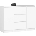 Kummut K100, 2 ust, 3 sahtlit, valge, 101 &times; 76 &times; 35 cm