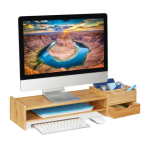 Monitori alus koos hoiukastidega 13x70x19cm., helepruuni v&auml;rvi