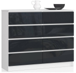 Kummut K120, 8 sahtlit, valge/hall, 120 &times; 99 &times; 40 cm