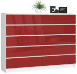 Kummut AKORD K160 CLP, 10 sahtlit, valge/punane, 160 &times; 121 &times; 40 cm