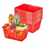 Ostukorvid VEVOR LB-R012-5, 12 tk, 21 l, Punased, 44 &times; 48 &times; 33 cm