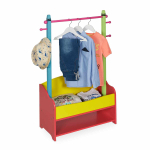 Laste riidenagi Relaxdays 10037502.0, 4 konksu, 2 riiulit, 71 &times; 100,5 &times; 30 cm
