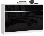 Kummut K140 3D, 3 sahtlit ja 3 ust, valge/must, 138 &times; 99 &times; 40 cm