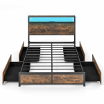 Kahekohaline voodi raam 216x144x102cm, pruunid/mustad v&auml;rvid
