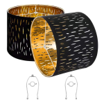 Trummikujulised mustad nikerdatud lambivarjud, 2 tk, 13x13x10 tolli.