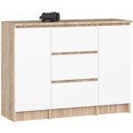 Kummut K100, 2 ukse ja 3 sahtliga, pruun/valge, 101 &times; 76 &times; 35 cm
