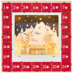 Adventkalender Homcom 34x7x34cm, helepruun/punane v&auml;rv