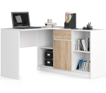 Nurgaga kirjutuslaud AKORD B-17 CLP, 2-osaline komplekt, valge/tamm, 120 &times; 79 &times; 126 cm