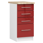 P&otilde;randale paigaldatav k&ouml;&ouml;gikapp OLIWIA S40, 4 sahtlit, valge/punane, 40 &times; 85 &times; 46 cm