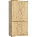 Riidekapp AKORD Furniture Factory S90, 4 ust ja 4 riiulit, pruun, 90 &times; 180 &times; 51 cm