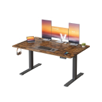 Reguleeritava k&otilde;rgusega laud VASAGLE LSD144KD02, elektriline, USB-C-ga, Pruun, 140 &times; 72&ndash;120 &times; 80 cm