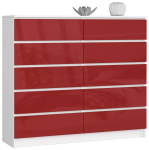 Kummut K140 CLP, 10 sahtlit, valge/punane, 138 &times; 121 &times; 40 cm