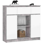 Kummut K100, 2 ukse ja 3 sahtliga, hall/valge, 101 &times; 98 &times; 35 cm