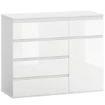 Kummut, 5 sahtlit, Valge, 100 &times; 80 &times; 40 cm