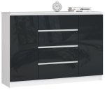 Kummut K140 AkordV2, 2 ust, 4 sahtlit, valge/hall, 138 &times; 99 &times; 40 cm