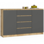 Kummut AKORD K160, 2 ust, 4 sahtlit, pruun/hall, 160 &times; 99 &times; 40 cm