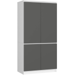 Riidekapp S90 4D CLP, 4 uksega, valge/hall, 90 &times; 180 &times; 51 cm
